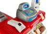 A close-up view of a toy supermarket checkout counter with a scanner and cash register. Voir les images du produit