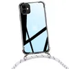 A transparent phone case with a white cord attached, shown against a white background. Produktbild-Vorschau