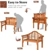An instructional graphic showing how to fold a wooden garden bench for storage. Podgląd zdjęcia produktu
