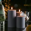 LED Stumpenkerze MIA - Kunststoff - realistische 3D Flamme - H: 10cm - outdoor - grau Produktbild-Vorschau
