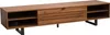 A long, rectangular TV stand made of dark wood with black metal legs, shown against a white background. Anteprima dell’immagine prodotto