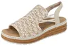 RIEKER Damen Keilsandalette beige silber Flechtoptik Textil Produktbild-Vorschau 11
