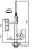 A technical drawing of a faucet with dimensions. Podgląd zdjęcia produktu