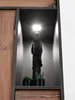 A dark statue of Buddha illuminated by spotlights, placed on a shelf with small plants. Náhľad obrázku produktu
