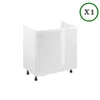 A white kitchen cabinet with two doors and black legs, set against a white background. A green circle with 'X1' is in the top right corner. Produktbild-Vorschau