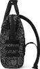 A side view of a black rucksack with a white abstract pattern. Produktbild-Vorschau