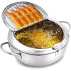 304 Edelstahl Fritteuse mit Thermometer & Abtropfgitter – Produktbild-Vorschau 1