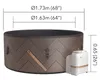 Diagram showing the dimensions of an inflatable hot tub and its control unit. Produktbild-Vorschau