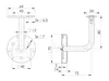 Technical drawing with dimensions of a handrail bracket. Produktbild-Vorschau