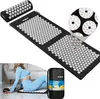 A collage of images showing an acupressure mat and pillow set, a close-up of the mat's spikes, a woman using the mat, and the product's carrying bag. Náhľad obrázku produktu