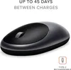 A black and gray wireless optical mouse is shown from a side angle on a white background. Text above the mouse reads "UP TO 45 DAYS BETWEEN CHARGES". A small icon in the bottom right corner shows a USB-C connector with the text "TYPE-C RECHARGEABLE". Anteprima dell’immagine prodotto