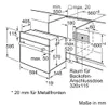 A technical drawing showing installation dimensions for an oven. Produktbild-Vorschau
