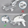 Two images showing how to use a wrench on a faucet, with one method marked as incorrect and the other as correct. Produktbild-Vorschau