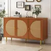 OKWISH Buffet avec 3 PortesReproduction Rotin et Poignées Voir les images du produit 1