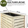 A wooden raised garden bed with dimensions indicated. Produktbild-Vorschau