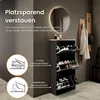 A modern entryway with a shoe cabinet, mirror, and coat rack. Produktbild-Vorschau