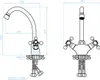 Technical drawing of a faucet with dimensions. Anteprima dell’immagine prodotto