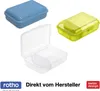 A collage of three lunch boxes, two closed and one open, with brand logos and text at the bottom. Anteprima dell’immagine prodotto
