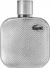 A close-up studio shot of a silver perfume bottle with a textured surface and a black crocodile logo with red accents. Voir les images du produit