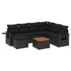 8-tlg. Garten-Sofagarnitur mit Kissen Schwarz Poly Rattan Produktbild-Vorschau 2
