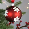 Rote Glaskugel mit Schneeflocken Produktbild-Vorschau 2