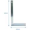 A metal L-shaped square ruler with dimensions indicated. Produktbild-Vorschau