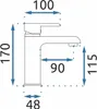 A technical drawing of a faucet with dimensions indicated. Anteprima dell’immagine prodotto
