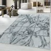 Kurzflor Teppich Wohnzimmer Silber 140x200 Rechteck Marmor Produktbild-Vorschau 2