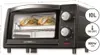 A black electric oven with two loaves of bread inside, showing dimensions and capacity. Voir les images du produit