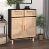 vidaXL Sideboard Schwarz 60x30x75cm Massivholz Kiefer und Produktbild-Vorschau 1