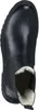 A top-down view of a black leather boot with a white fur lining. Produktbild-Vorschau