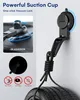 A product image showing a car phone mount with a tire hanging from it, illustrating its strong suction and holding capabilities. Podgląd zdjęcia produktu