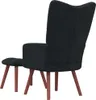 A black armchair and ottoman with brown wooden legs, shown from a side angle against a white background. Anteprima dell’immagine prodotto
