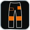Stylized illustration of work pants with orange accents. Náhľad obrázku produktu