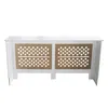 A white radiator cover with a decorative pattern on a white background. Produktbild-Vorschau