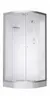 A modern shower cabin with glass doors and silver-colored frames, set against a white background. Anteprima dell’immagine prodotto