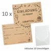 A product shot of birthday invitation cards and envelopes. Produktbild-Vorschau