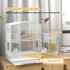 PawHut Vogelvoliere Vogelkäfig Stahlvoliere mit Ständer Produktbild-Vorschau 4