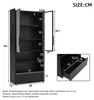 Zwarte glazen vitrine met LED-verlichting, 80x34x180 cm, Productafbeelding-voorbeeld 2