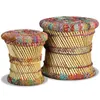 Tabourets avec détails chindi lot de 2 multicolore bambou Voir les images du produit 3