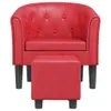 vidaXL Clubsessel mit Fußhocker Rot Kunstleder Produktbild-Vorschau 3