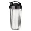 A clear, studio shot of a transparent shaker bottle with a black lid and handle, set against a white background. Produktbild-Vorschau