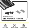 A20 LED Aluprofil Schwarz Eckprofil 30° 2x Halter metall Produktbild-Vorschau 3