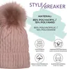 styleBREAKER Uni warme Strick Bommelmütze mit Flecht Muster Produktbild-Vorschau 5