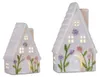 LED Dekoobjekt Haus Blumen H. 13cm weiß bunt aus Keramik Produktbild-Vorschau 2