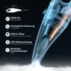 A transparent illustration of a hand vacuum cleaner with feature callouts. Produktbild-Vorschau