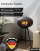 A modern bioethanol fireplace is shown in a living room setting, with promotional text overlays. Podgląd zdjęcia produktu