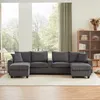 Merax 4-Sitzer Ecksofa U-förmiges, Cord-Sofa mit 2 Hockern, Produktbild-Vorschau 3