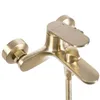 A close-up studio shot of a gold-colored bathtub faucet. Náhľad obrázku produktu