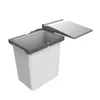 A white trash can with a gray lid, shown from a slightly elevated angle against a white background. Anteprima dell’immagine prodotto